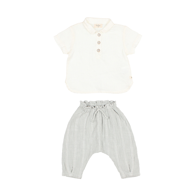 Linen Shirt & Stripes Pants