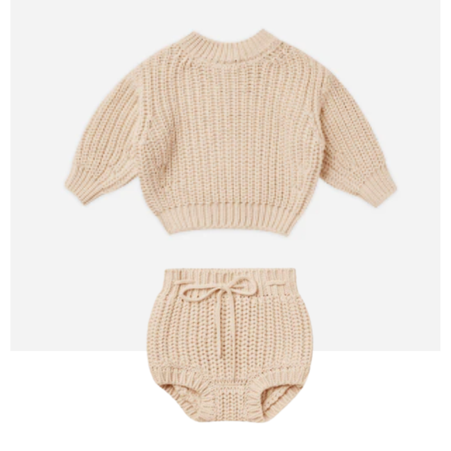 Chunky Knit Sweater & Bloomer Set - Shell