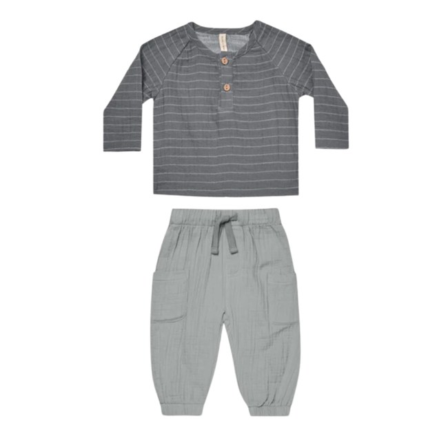 Zion Shirt & Pant Set - Navy Vintage Stripe