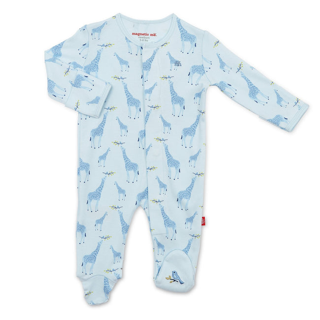 Blue Jolie Giraffe Organic Cotton Magnetic Footie