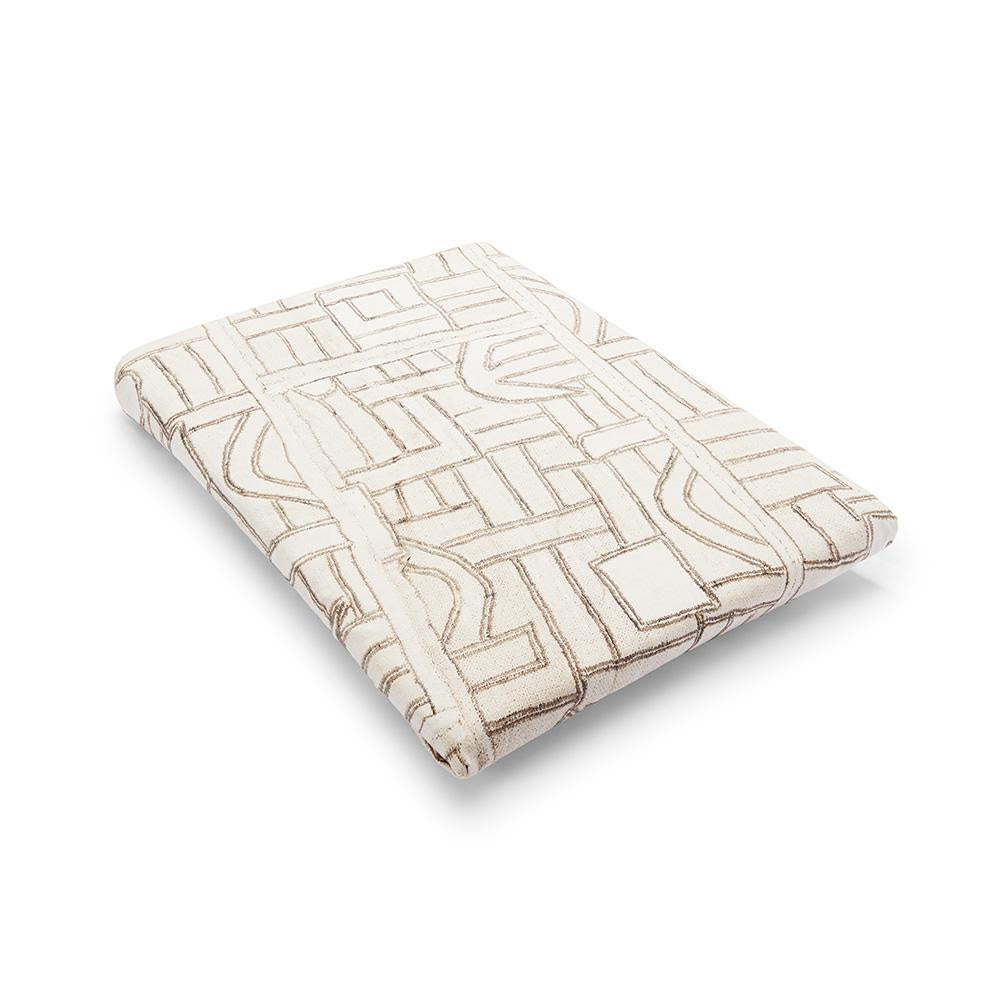 Ecru Maze Kuba Cloth Fitted Crib Sheet