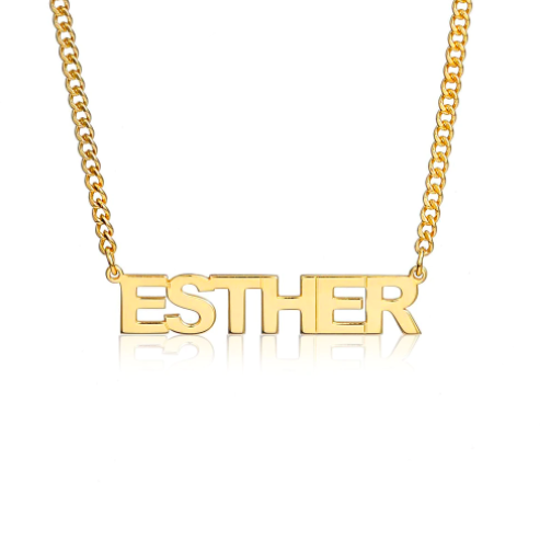 Block Nameplate Necklace