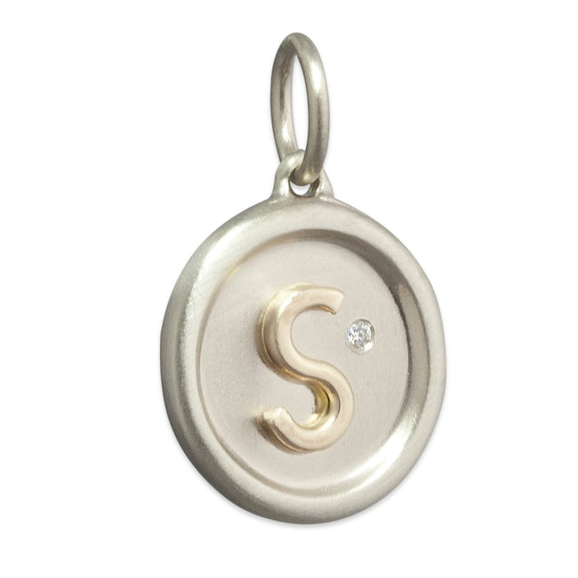 Raised Gold Initial Disc Charm