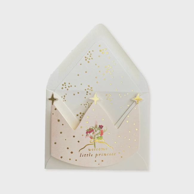 Welcome Little Princess Crown Baby Greeting Card