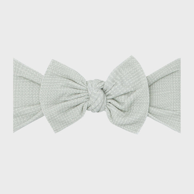 Printed Knot Headband - Natural Grid/Willow Green