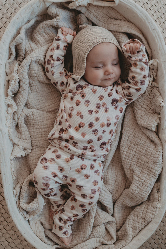 Wrap Top & Pant Set - Pretty Pansies