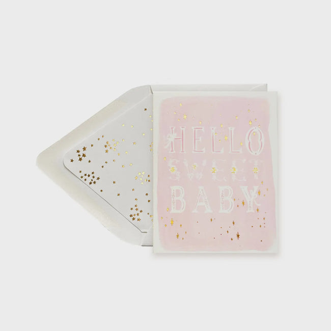Hello Sweet Baby Pink Baby Greeting Card