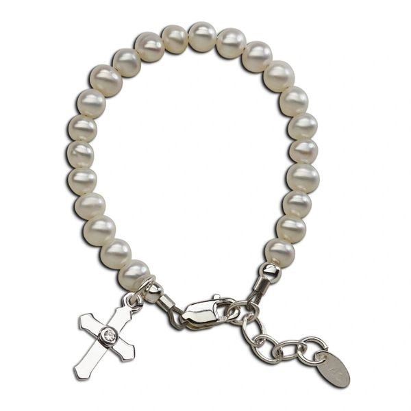 Lacey Pearl  & Sterling Cross Bracelet