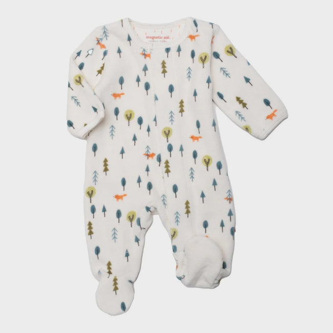 Forest Baby Velour Magnetic Footie