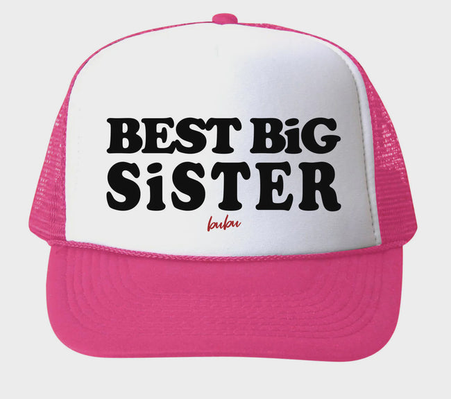Best Big Sister Trucker Hat - Hot Pink