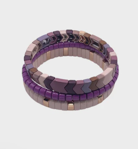 Purple Stack Bracelet Set