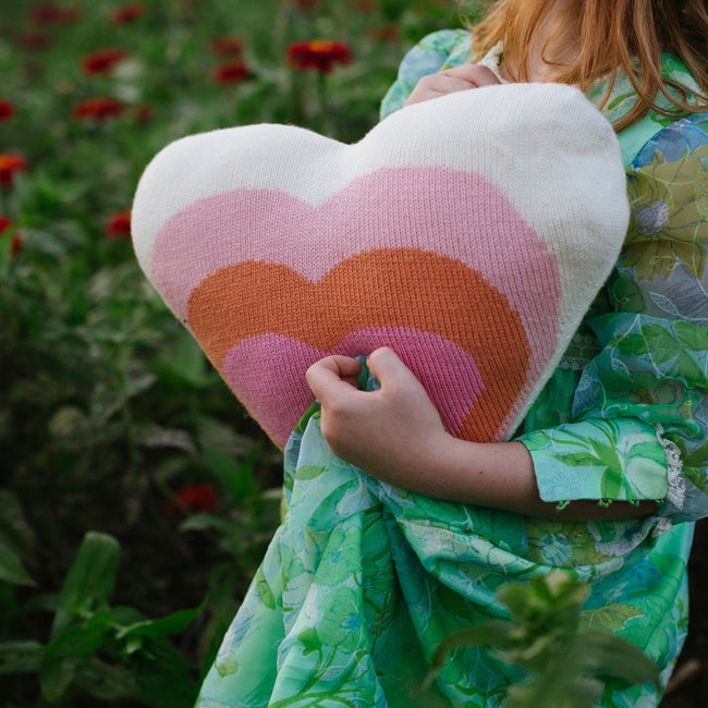 Heart Pillow - Pink/Orange