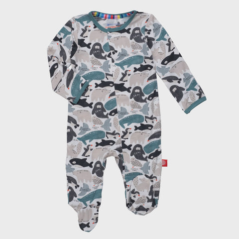 Blue Doeskin Modal Magnetic Footie