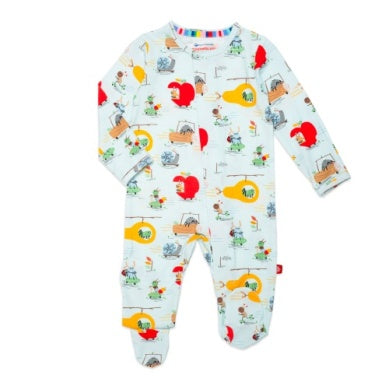 Airplanes Organic Cotton Magnetic Footie